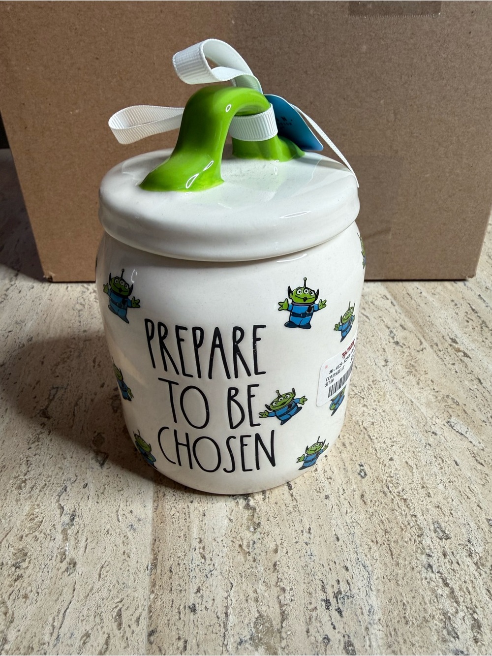 Prepare To Be Chosen Ceramic Cookie Jar with Green Handle